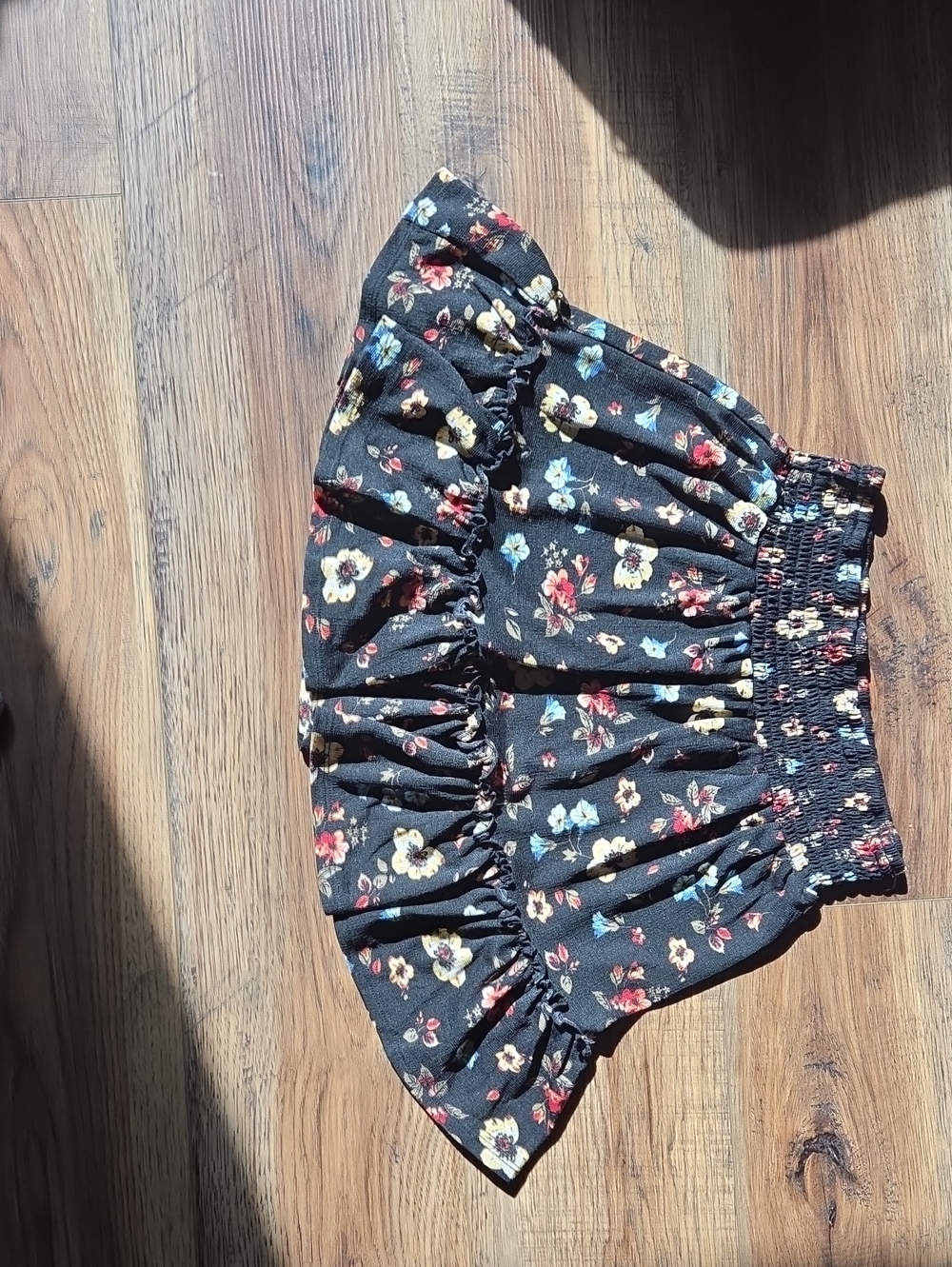 Smocked Floral Skort in Black